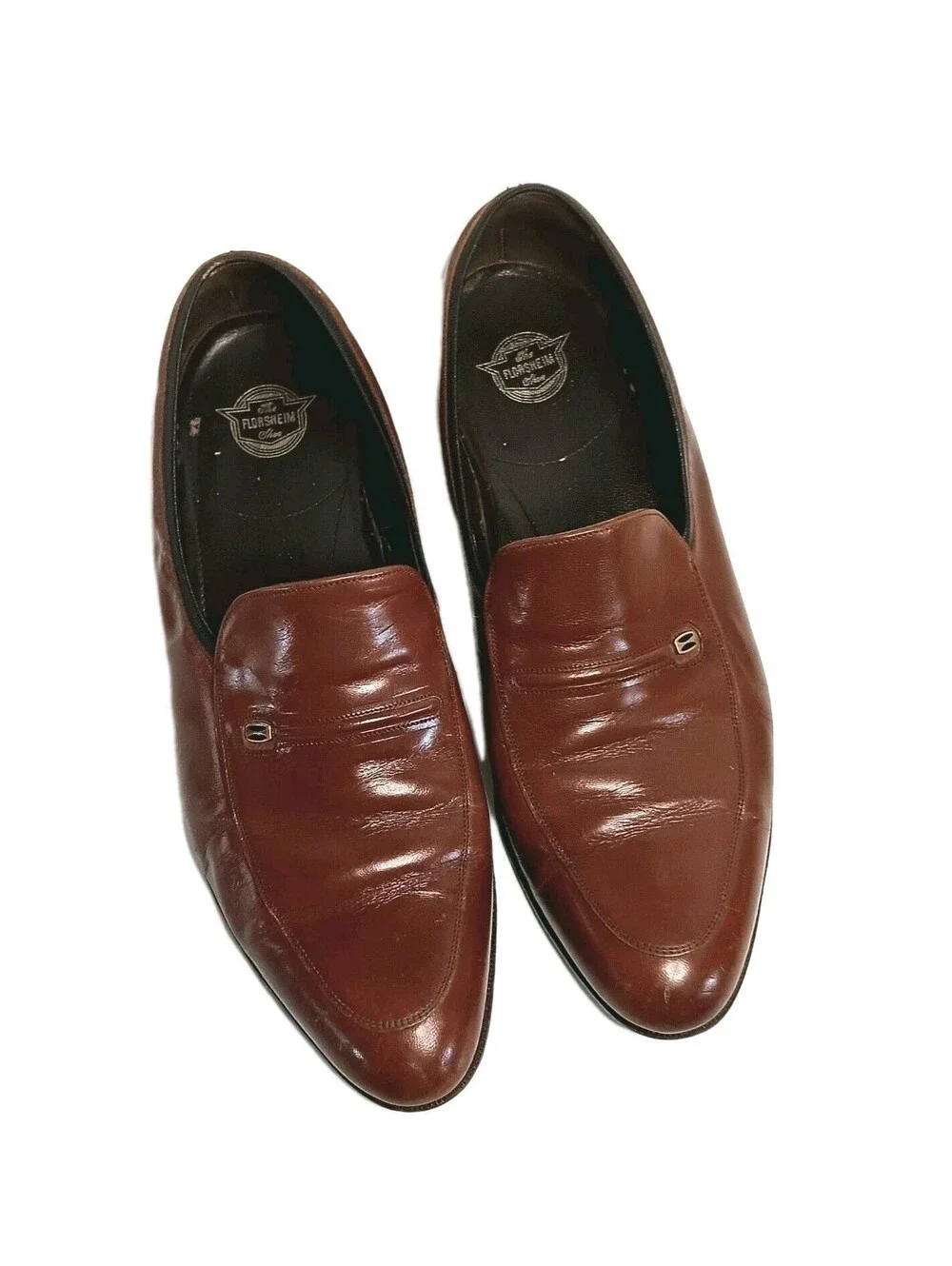 Vintage Florsheim Designer Collection Cognac Leather Slip On Loafers Men’s 12D